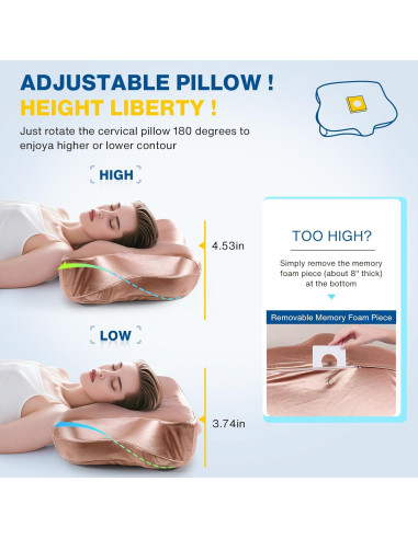 Almohada Cervical Ajustable MIMCAT Rosa Espuma de Memoria Refrigerante