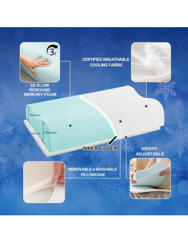 Almohada Cervical Ergonómica BSAFP Ajustable 60x37 cm