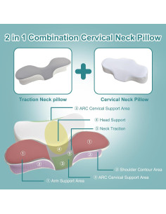 Almohada Ergonómica XWZO para Cuello - Espuma de Memoria 62x40cm 2