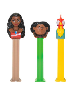 Set de 3 Dispensadores PEZ Moana con Candy - Moana, Maui, Hei Hei