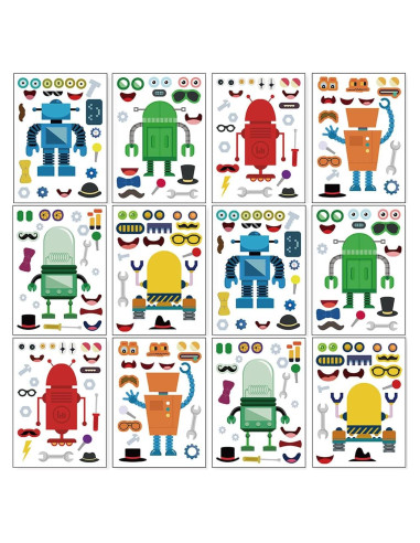 24 Hojas Stickers de Robot DaiUni para Niños Creativos