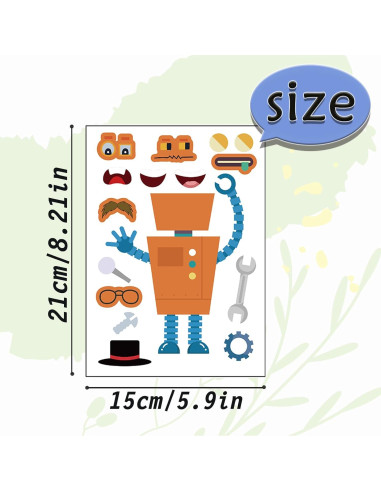 24 Hojas Stickers de Robot DaiUni para Niños Creativos