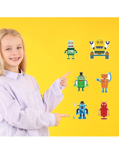 24 Hojas Stickers de Robot DaiUni para Niños Creativos