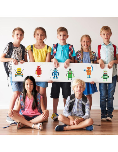 24 Hojas Stickers de Robot DaiUni para Niños Creativos