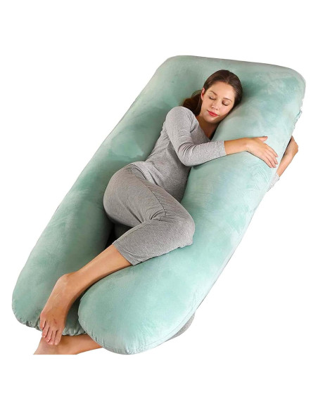 Almohada de Embarazo Amagoing 139.7 cm en Forma de U Verde Menta