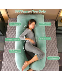 Almohada de Embarazo Amagoing 139.7 cm en Forma de U Verde Menta 2
