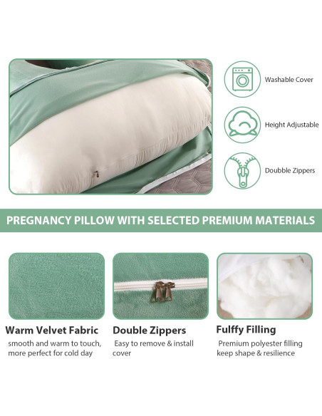 Almohada de Embarazo Amagoing 139.7 cm en Forma de U Verde Menta