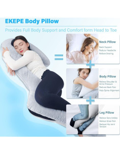 Almohada Corporal EKEPE 172.72 cm Espuma con Memoria Gris 2