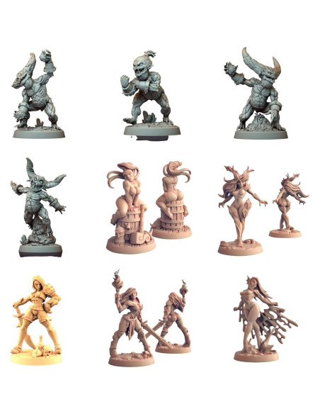 Paquete de 40 Miniaturas de Fantasía TYL - Resina Sin Pintar 32mm