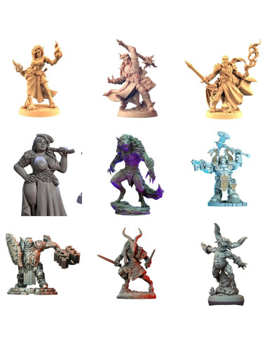 Paquete de 40 Miniaturas de Fantasía TYL - Resina Sin Pintar 32mm