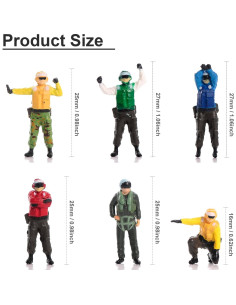 Conjunto 6 Figuras Militares 1/72 RoofWorld - Piloto y Soldados 2
