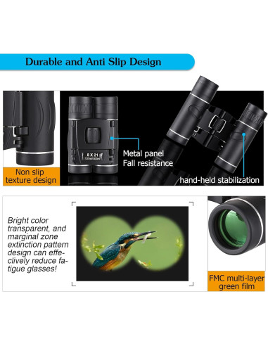Binoculares Compactos Anourney 8x21 Plegables Ligeros
