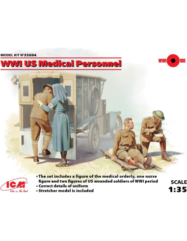 Figuras Militares de Plástico ICM 35694 - Médicos y Soldados WWI