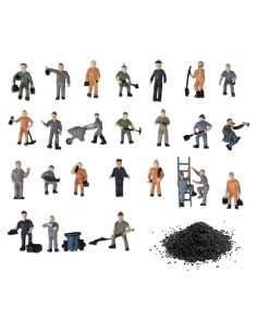 Set 27 Figuras Miniatura Trabajadores 1:87 Warmtree con Rocas
