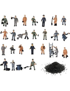 Set 27 Figuras Miniatura Trabajadores 1:87 Warmtree con Rocas 2