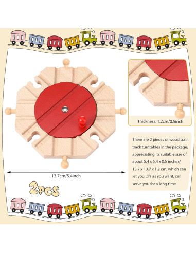 Paquete de 2 Piezas de Pista de Tren de Madera Syhood 8 Vías