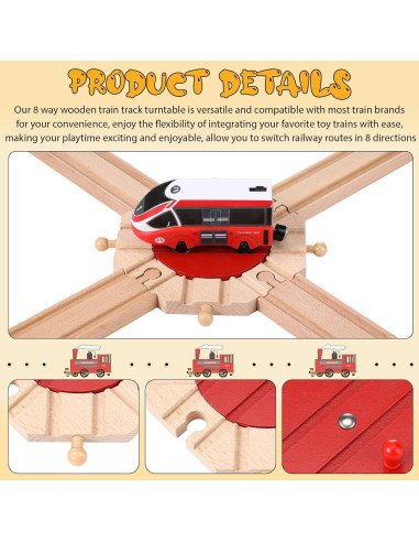 Paquete de 2 Piezas de Pista de Tren de Madera Syhood 8 Vías