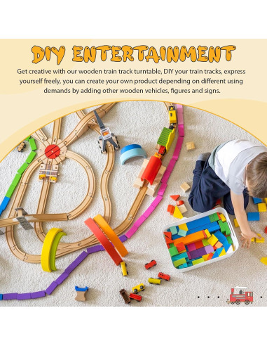 Paquete de 2 Piezas de Pista de Tren de Madera Syhood 8 Vías