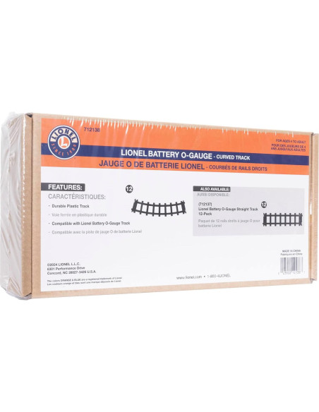 Paquete de Pista Curvada de Plástico Negro Lionel Gauge O 12 Piezas