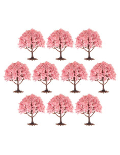 10 Árboles Miniatura Rosados para Dioramas y Escenografía