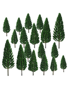 Jylucky 18pcs Árboles Modelo 3.5-13 cm Verde Miniatura Diorama