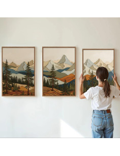 Arte de Pared en Lienzo Vintage SIGNINART Montañas 40x60 cm 2