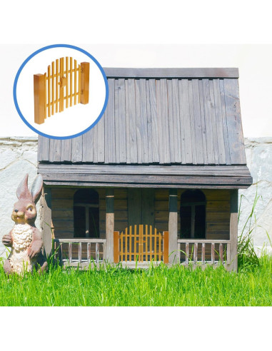 Puerta de Madera Miniatura NUOBESTY para Jardín de Hadas 13.3x12.5cm