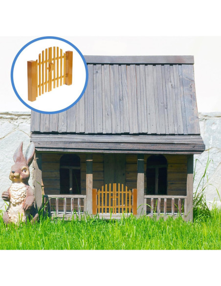 Puerta de Madera Miniatura NUOBESTY para Jardín de Hadas 13.3x12.5cm Puerta de Madera Miniatura NUOBESTY para Jardín de Hadas 13.3x12.5cm