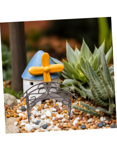 Puente de Metal en Miniatura TOYANDONA para Jardín 11x7.5cm