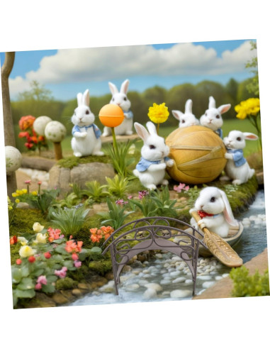 Puente de Metal en Miniatura TOYANDONA para Jardín 11x7.5cm