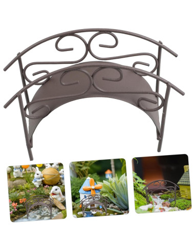 Puente de Metal en Miniatura TOYANDONA para Jardín 11x7.5cm