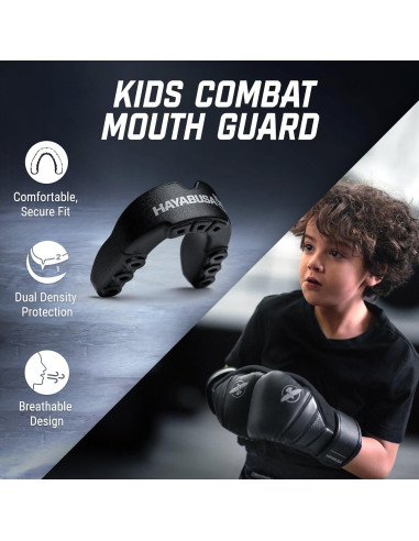 Protector Bucal Hayabusa para Deportes de Combate Juvenil - Negro/Dorado