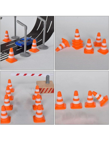 14 Mini Conos de Tráfico Naranjas Dwuww para Dioramas