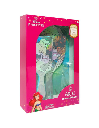 Conjunto de Spa Disney Ariel para Niñas - Cepillo y Espejo