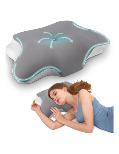 Almohada Cervical LuxeSpine Ergonómica 60x35cm Gris