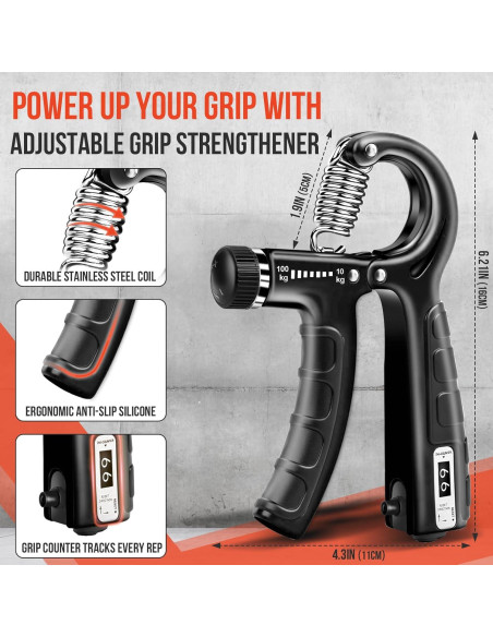 Kit de Entrenador de Fuerza de Agarre TEAWOO 4 en 1 Ajustable