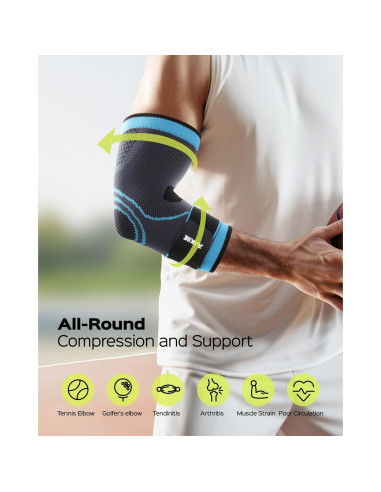 Manga de Compresión para Codo Rakiie Azul Mediano - Alivio Tendinitis