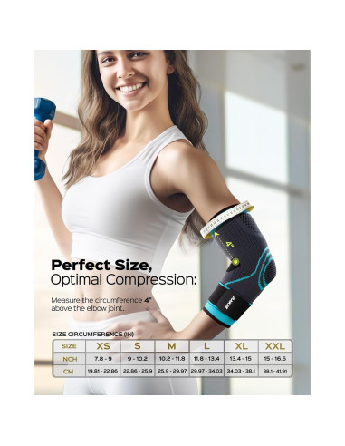 Manga de Compresión para Codo Rakiie Azul Mediano - Alivio Tendinitis