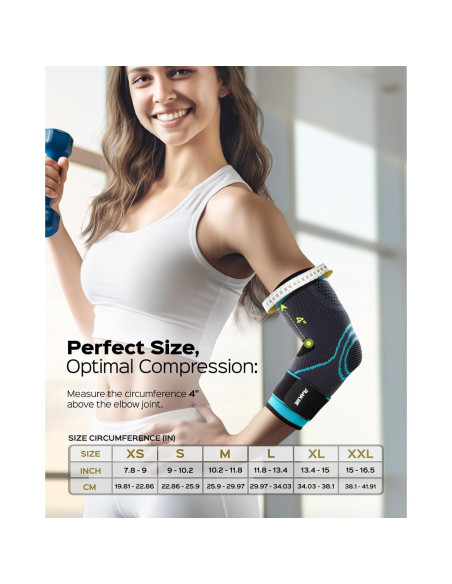 Manga de Compresión para Codo Rakiie Azul Mediano - Alivio Tendinitis