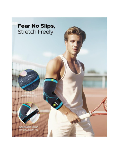 Manga de Compresión para Codo Rakiie Azul Mediano - Alivio Tendinitis