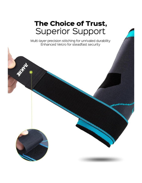 Manga de Compresión para Codo Rakiie Azul Mediano - Alivio Tendinitis