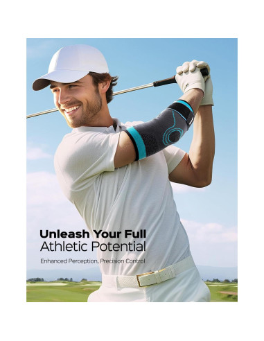 Manga de Compresión para Codo Rakiie Azul Mediano - Alivio Tendinitis