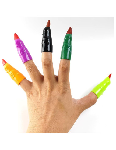 35 Dedos de Bruja de Plástico GXXMEI para Halloween - 5 Colores