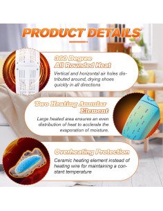 Secador de Zapatos Eléctrico Telescópico Dunkive 60C 2