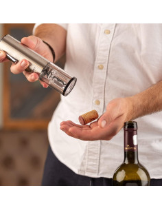 Abridor de Vino Eléctrico COSVINO Plateado con Accesorios 2