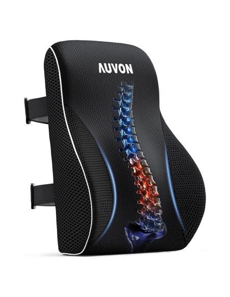 Almohada Lumbar AUVON Espuma Viscoelástica Ajustable Negra