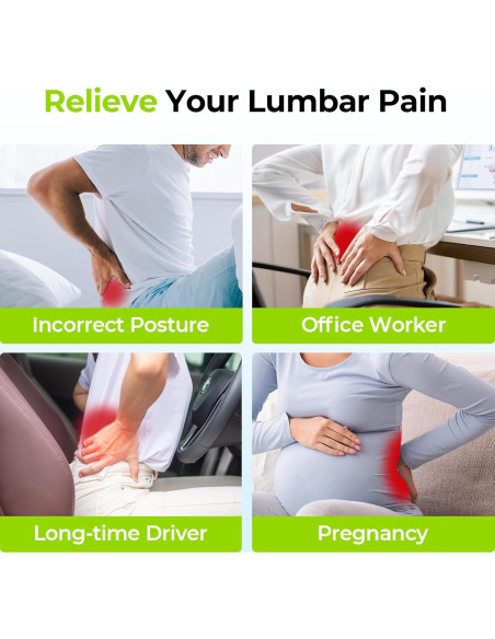 Almohada Lumbar AUVON Espuma Viscoelástica Ajustable Negra