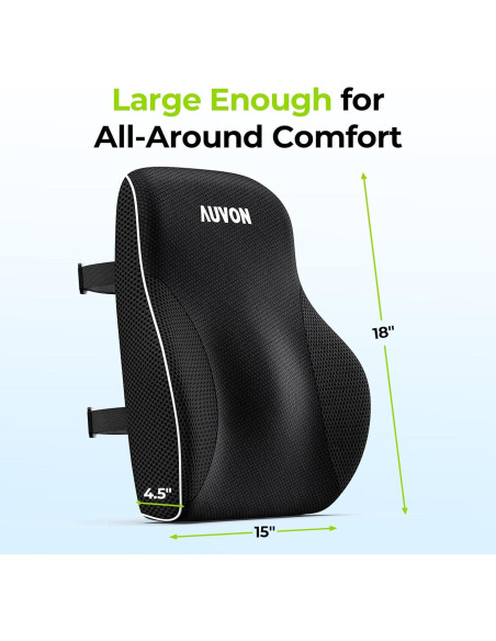 Almohada Lumbar AUVON Espuma Viscoelástica Ajustable Negra
