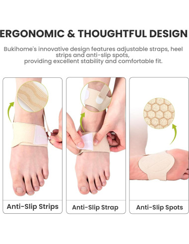 Soportes de Arco Bukihome Ajustables para Fascitis Plantar - Beige