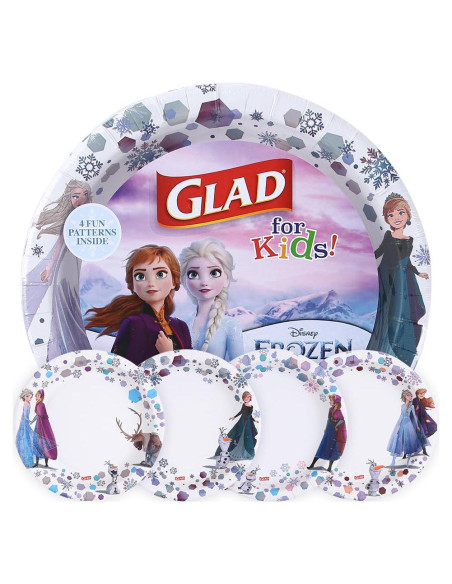 Platos de Papel Desechables Glad Disney Frozen 21.6 cm - 40 Unidades